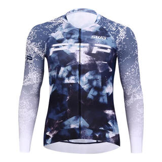 Swg mingsheng cycling suit + 7pfp joint bicycle men's autumn and winter velvet thickened suit double arrow cycling equipment spring and autumn style-long top-blue xl