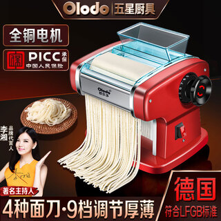 Olodo electric noodle machine, household noodle press, fully automatic stainless steel dumpling wrapper machine, small noodle rolling machine, steel color two-knife, all-copper motor