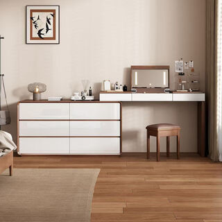 Qiuke solid wood dressing table and drawer cabinet integrated bedroom antique style dressing table storage cabinet large capacity storage cabinet dressing table