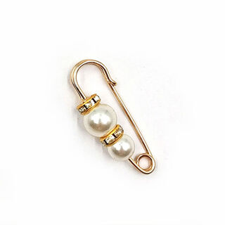 Shantou lincun waist pin to trouser waist small pin brooch clip adjustment buckle women's pin to fix clothing accessories anti-exposure buckle two beads 4cm small white one