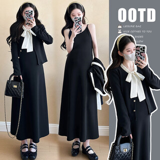 Geman maternity suit autumn 2025 maternity dress professional jacket black slimming large size skirt korean style fashion black two-piece set l