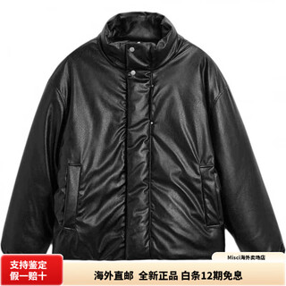 ZARA仿皮棉服男立领拉链长袖 黑色 S (175/92A)