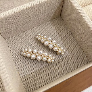 Zuoou pearl hairpin bangs clip exquisite retro small clip forehead side princess hair clip one-word clip hairpin women one pair