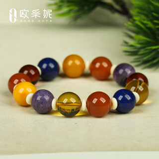Oucerny beeswax bracelet natural amber raw stone duobao diy south red amazonite flower amber beaded bracelet dopamine b style