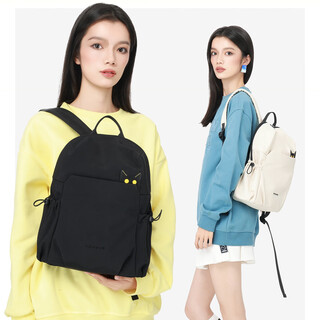 NOXXON偌闪新款背包女时尚大学生书包高中生轻便双肩包女尼龙双肩背包 精灵黑