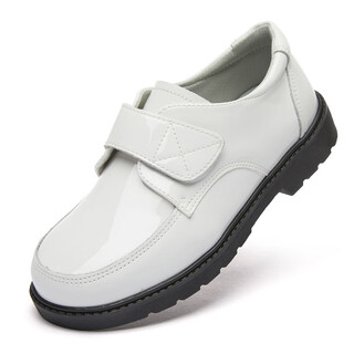 Xin yueqing boys' leather shoes soft sole british style primary school students, middle and older children's dress white performance shoes boys spring and autumn single leather shoes white 28 inner length 17.8/suitable for feet 17cm long