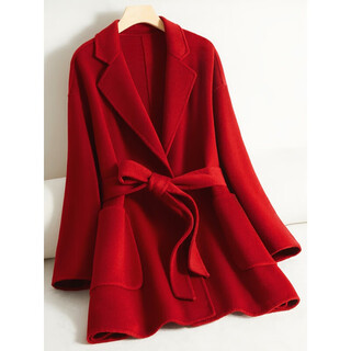 Yingtang women's red double-sided cashmere coat women's short small winter belt fashionable new style wool red collection add to purchase priority shipping xs recommended 90-115 jin jin equals 0.5 kg