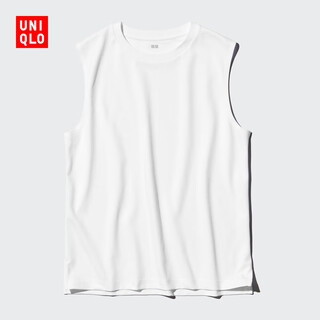 Uniqlo men's and women's airism cotton blended sleeveless t-shirt vest vest sweat-absorbent and breathable 475363 475363/00 white l