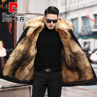 Pierre cardin 2025 parka men's imitation mink liner imitation mink nick imitation mink coat mid-length fox fur imitation yellow mid-length m