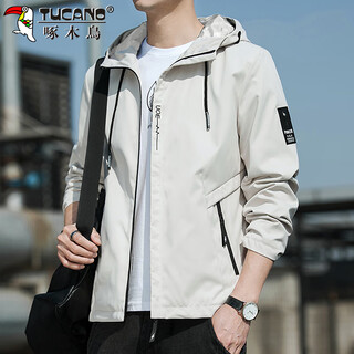 Woodpecker (tucano) jacket men's spring and autumn jacket men's casual workwear hooded jacket loose men's khaki xl