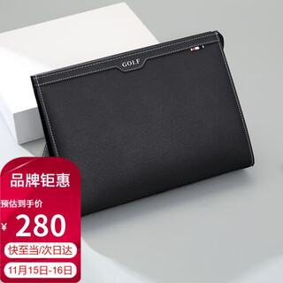 Golf (golf) men's handbag first-layer cowhide clutch bag multi-card slot clutch bag zipper envelope bag fashionable men's wallet
