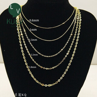 Fat donglai's same style 14k gold necklace plain chain korean 14k gold necklace shiny dense o-shaped chain yellow l gold naked chain lock 1.5mm ready stock 42cm