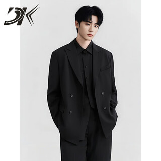 Dk brand men's suit suit men's spring and autumn loose handsome suit jacket casual engagement wedding dress forest black jacket + pants s