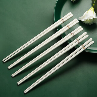裕行 北欧轻奢防滑耐高温易清洗不变形陶瓷家用金玉满堂陶瓷筷5双装
