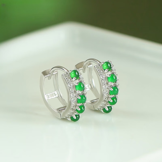 Feiyu jade earrings earrings a-grade bingyang green egg noodles small and exquisite tremella earrings feminine temperament light luxury new natural goods a