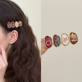 Chimera (chimera) retro red oil drop hairpin side clip hairpin side clip bangs clip hair accessory women's headwear girl's birthday gift