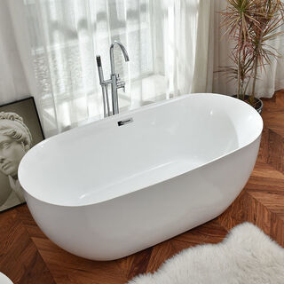 Jomoo's new acrylic household small household bathtub constant temperature thin edge bathtub independent removable seamless integrated imperial concubine bathtub bathtub + silver floor faucet 1.5 meters