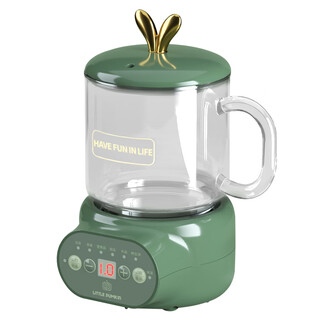 Small pumpkin melon office health pot ceramic health cup electric stewing cup home multifunctional mini glass tea maker olive green 0.6l glass style set