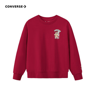 Converse boys and girls pure cotton plus velvet sweatshirt 2025 winter children's comfortable printed tops bottoming shirt