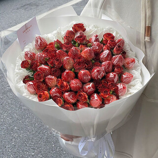 Zhiban christmas flower express strawberry flower bouquet birthday gift for girlfriend and lover female city delivery main image 33 strawberries + bubble bouquet