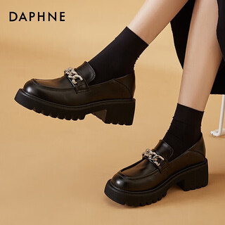 Daphne loafers women's spring british style new single shoes thick-soled leather shoes slip-on women's shoes black (single liner) 39