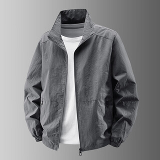 Lomon jacket men's autumn business casual versatile stand collar executive baseball top jacket men's lh03 dark gray xl