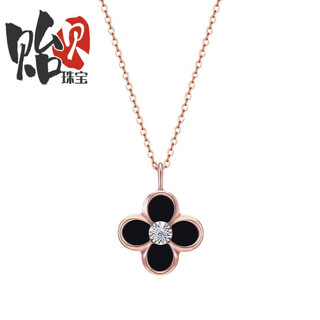 Mussel ryan diamond jewelry, natural diamond, 18k gold, black agate, bright lucky four-leaf clover pendant, birthday gift for girlfriend