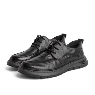 Belle belle men's shoes 2025 autumn new casual leather shoes men's cowhide pleated business shoes dad's leather shoes black lace up 8ca01cm3 42