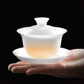 Teacher shan lihua's suet-fat jade tea cup, white porcelain tea bowl, single teacher's souvenir, thin tea-shaped tea bowl