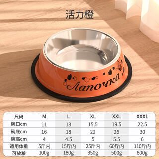 Shantou lincun dog bowl cat bowl anti-tip stainless steel small large dog dog water bowl pet rice bowl food bowl dog orange cartoon animation tip over