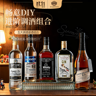 派斯顿洋酒威士忌白兰地朗姆酒金酒伏特加调酒调酒基酒 微醺随心调酒 五支进阶组合装