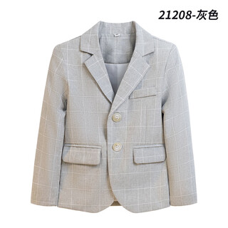 萝卜呗呗 儿童西装男童礼服花童礼服 单外套单马甲 21208灰色外套 120cm建议体重37-43斤