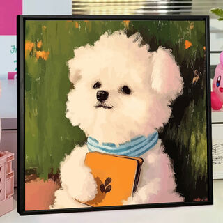 
Scribbled puppy cute digital oil painting iy hand-painted coloring handmade XH12602 3030 set inner frame material package