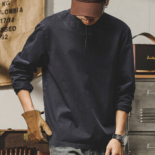 Jeanswest american retro heavyweight long-sleeved t-shirt men's autumn and winter loose large size pure cotton tough guy trendy bottoming henry shirt spring glacier gray 2xl suitable for 160-180jin jin is equal to 0.5 kg