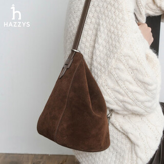 Hazzys women's bag 2025 autumn new women's retro casual shoulder bucket bag alks2bcc337 dark brown db 00