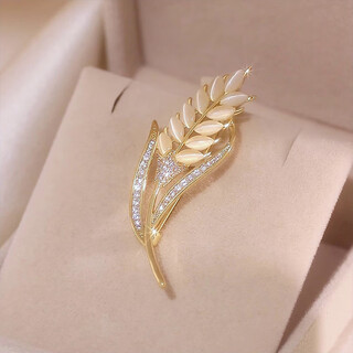 Idel wheat ear brooch women's high-end exquisite coat sweater pin accessory new temperament corsage birthday gift for wife wheat ear cat's eye brooch xz0452