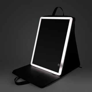 Curran koumah portable led makeup mirror folding makeup artist and makeup mirror large fill-in light mirror black pu leather case with zip_chain_type_5000mah charging type
