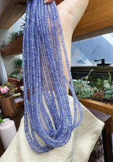 Dige tanzanite bead necklace blue gemstone clavicle chain glossy long chain female niche design gift about 2.3mm