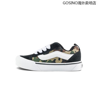 Vans (vans) official brand direct supply knu skool black/camouflage medium and large children's sneakers black 28