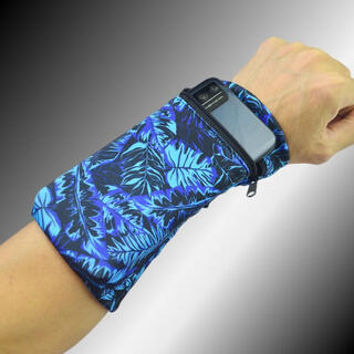 Sports wrist bag, outdoor cycling mobile phone bag, men's and women's fitness running mobile phone arm bag, mini coin purse wrist bag, black and blue small size