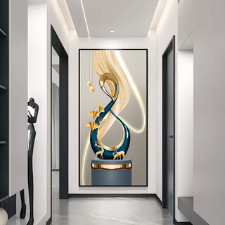 Dincmei dingchuangmei entrance wall sticker 3d three-dimensional decoration painting simple modern living room hanging painting aisle sticker wallpaper self-adhesive paper 96. lucky deer follows width 90cm-height 180cm self-adhesive painting with glue on the back