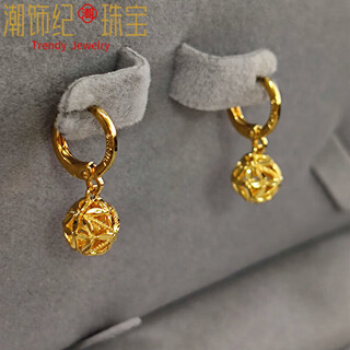 Dl 1998 fat donglai same style 18k gold earrings transfer beads wedding gift new 24k gold-covered earrings 18k gold color ears gold 1 pair