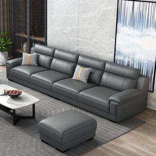 2025 genuine leather sofa first layer cowhide modern simple minimalist leather art three or four seat combination living room straight row full leather imported first layer yellow cowhide contact surface genuine leather 115cm single seat double armrests