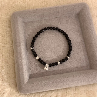Centenary-old fenxiang natural obsidian sterling silver scale bracelet with versatile temperament s999 pure silver solid scale obsidian bracelet 15cm