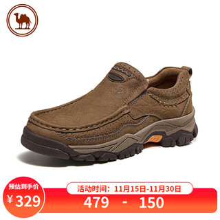Camel men's shoes new soft and comfortable cowhide wear-resistant classic thick-soled casual leather shoes p14a307616 khaki 42