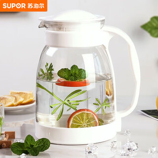 苏泊尔【央妈推荐】家用凉水壶冷水壶加厚玻璃水壶大容量耐高温热凉白开 白水壶(耐热防爆) 2000ml