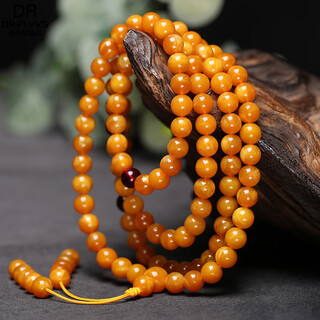 Mhfdo old phoenix quality beeswax bracelet 108 selected old myanmar multi-circle buddha beads raw mineral amber old beeswax 108 beads diameter 8mm