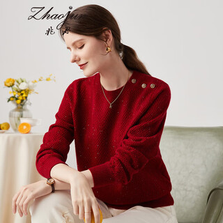 Zhaojun autumn and winter round neck cashmere sweater women's zodiac year red bottoming sweater cashmere knitted sweater pomegranate red 2xl