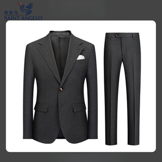 Lucky bird machine washable haute couture suit suit for men, three-piece high-end business formal fit groom's wedding suit for men, dark gray (suit + trousers) m