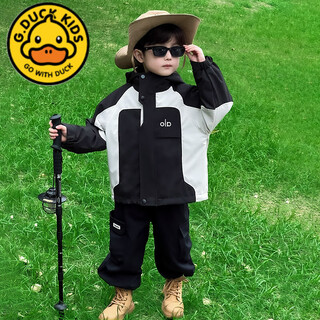G.duckkids boys' three-in-one jacket spring and autumn 2025 new children's sports autumn polar fleece jacket top jacket black single jacket 90 recommended height is about 85cm